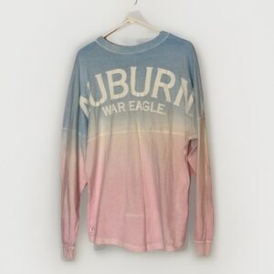 Auburn Tigers Long Sleeve Shirt Womens M Blue Pink NCAA SEC Gameday Puff Print